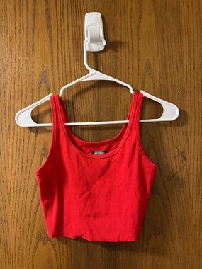 Target Red Ribbed Crop Tank Top